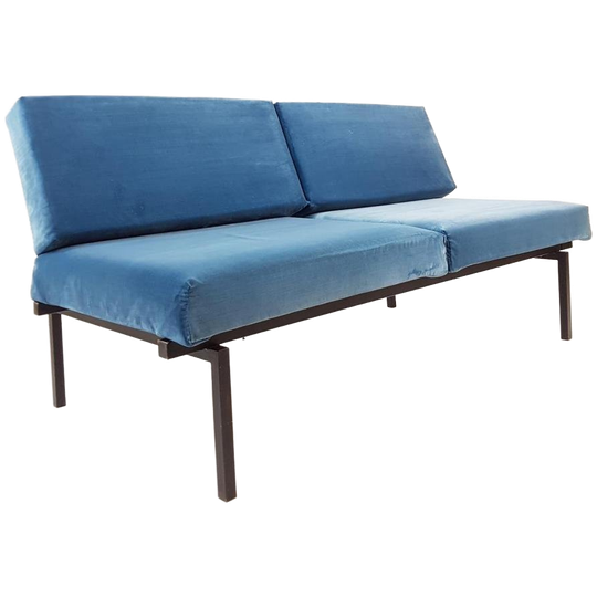 Vintage Blauwe Slaapbank Coen De Vries Voor Devo Holland 1