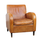 Strakke, Karakteristieke En Tijdloze Vintage Schapenleren Design Armchair thumbnail 1