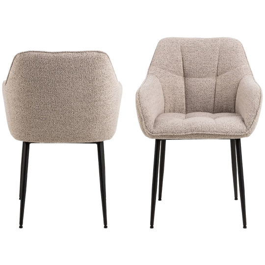 Nivala Eetkamerstoel - Set Van 2 - Beige Met Mat Zwarte Poten 1