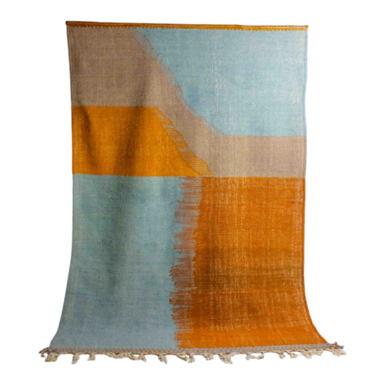 Mid-century Vintage Handgeknoopt Kilim Vloerkleed In Wol 1