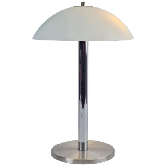 Vintage Mushroom Tafellamp Glas Rvs Chroom ‘60 Mid Century 1