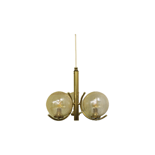Vintage Hanglamp Richard Essig - 3 Armig, Messing Jaren '70
