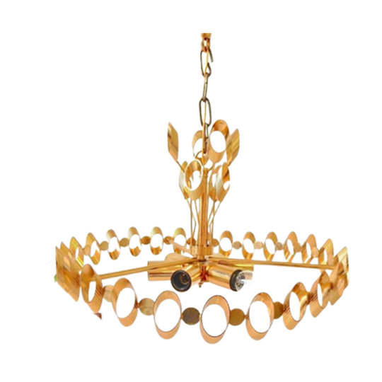 Retro Vintage Hanglamp Hollywoodregency Jaren 60 Goud Kleur 1