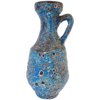 Vintage Vaas Jaren 50/60 Blauwe Lava Vaas