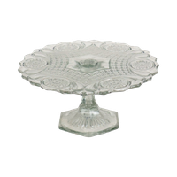 Heldere Art Deco Taartplateau Geperst Glas Stermotief Taartstandaard