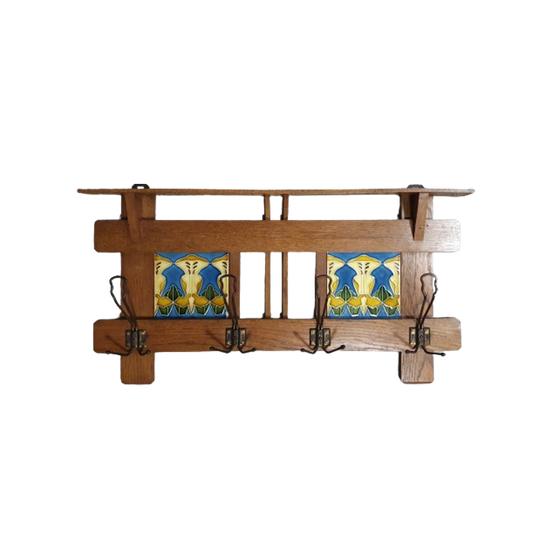 Art Nouveau Wall Coat Rack With Tiles 1