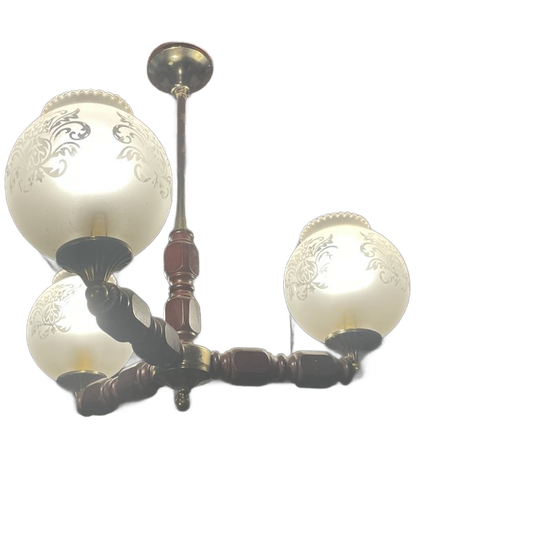 Set Van 2 Identieke Vintage Drie-armige Kroonluchters/hanglampen Regency Stijl 1