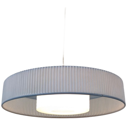 Hanglamp Jaren 60 – Kunststof Blauwe Ribbel Kap - (kg40) 1