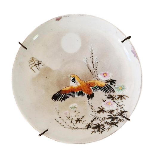 Antiek Wandbordje Schotel Met Vogel 1