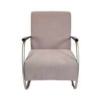 Vintage - Buisframe Slede - Fauteuil Met Lichtpaarse Stof - 2000