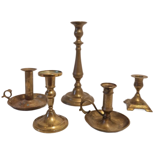 Set Vintage Kandelaars Messing Koper Kandelaar 1