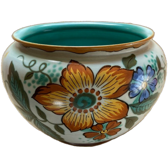 Antieke Gouds Plateel Bloem/sierpot 1