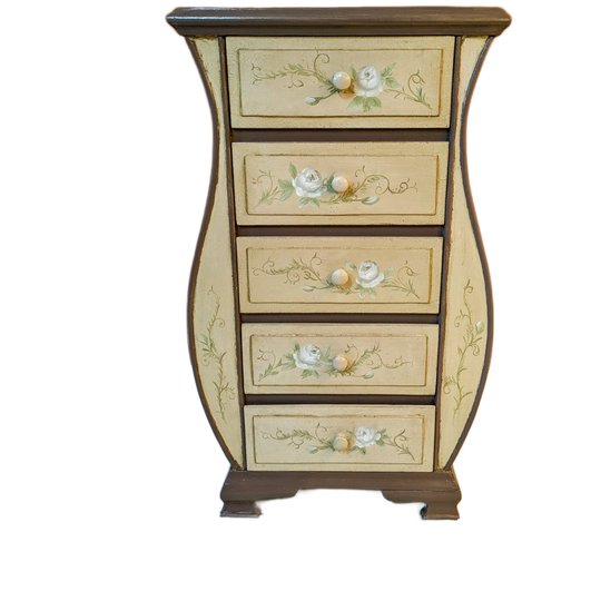 Vintage Ladekast Handgeschilderde Bloemen 1