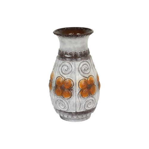 Vintage West Germany Vaas Oranje Bloemen Üebelacker Keramik 579-40