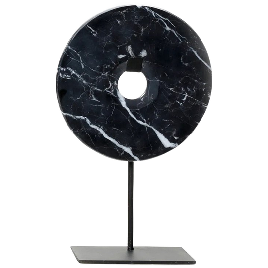 Bazar Bizar | De Marmeren Disc Op Stand - Zwart - M 1