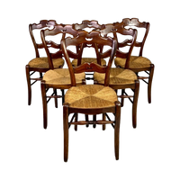 Set Van 6 Boerenstoelen Met Rieten Zitting, Rond 1900