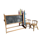 Vintage Chalq Board With A Pair Of Chil Seats thumbnail 1