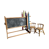 Vintage Chalq Board With A Pair Of Chil Seats