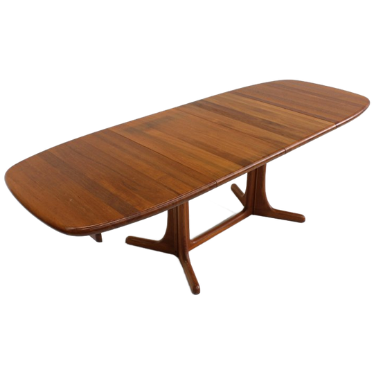 Vintage Deense Ovalen Uitschuifbare Eettafel Tafel Massief Teak 1