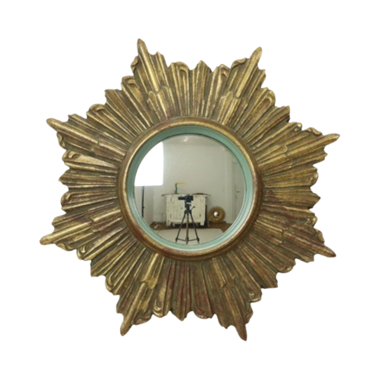 Vintage Zonnespiegel Sunburst Spiegel Deknudt Convex 33cm 1