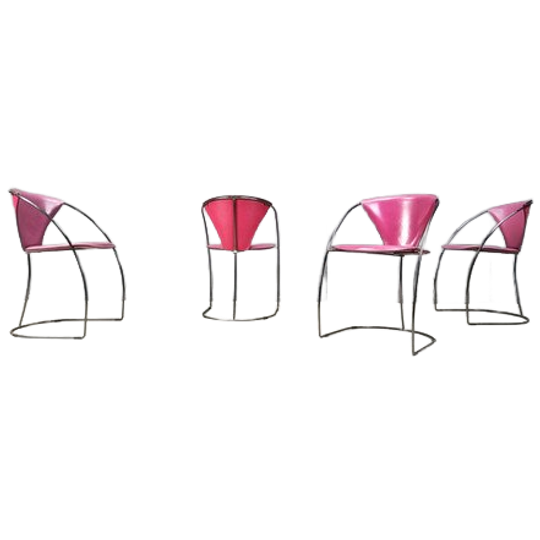Vintage Pink 'linda' Dining Chairs By Arrben, 1980s - Set Of 4 1