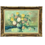 Gesigneerd Stilleven Met Bloemen. Impressionisme. thumbnail 1