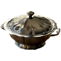 Vintage Large Stainless Steel Serving Dish With Lid