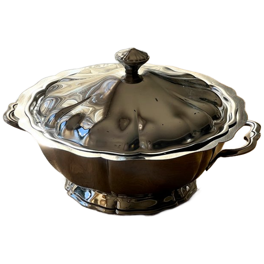 Vintage Large Stainless Steel Serving Dish With Lid 1