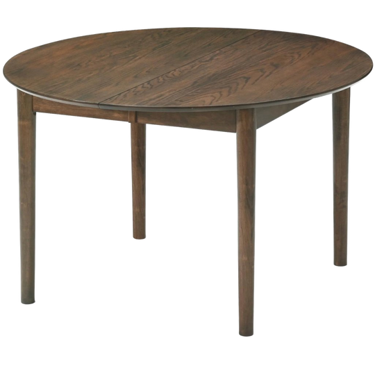 Maggie Round Dining Table In Smoked Oak Veneer With 120/160/200 Cm Extension - Includes 2 Extra Leaves. 1