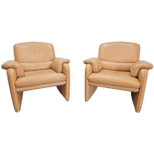 Set 2 De Sede Ds 320 Fauteuil Cognac Leer '90 Leder Design