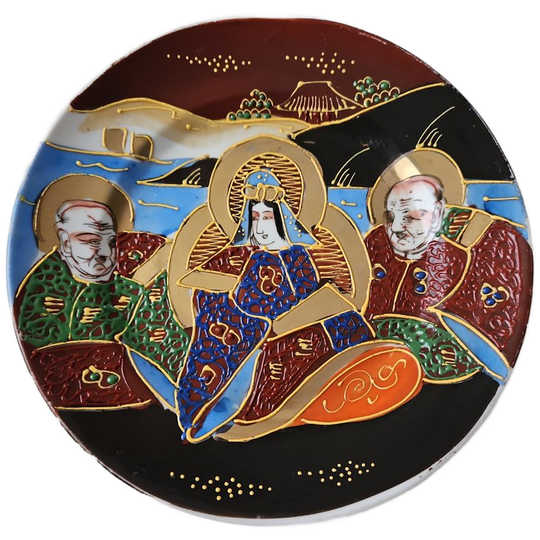 Vintage Japans Satsuma Bord - Moriage Stijl - Handbeschilderd 1