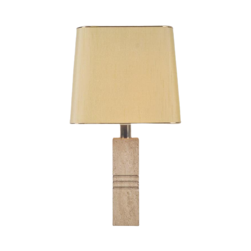 Vintage Fratelli Mannelli Tafellamp Travertijn Messing '70