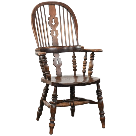 Antieke Engelse Highback Windsor Stoel Uit De 18e Eeuw Met Een Prachtige Kleurstelling 1