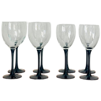 Set Vintage Luminarc Wijnglazen Zwarte Voet