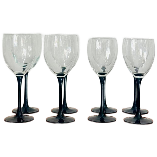 Set Vintage Luminarc Wijnglazen Zwarte Voet 1