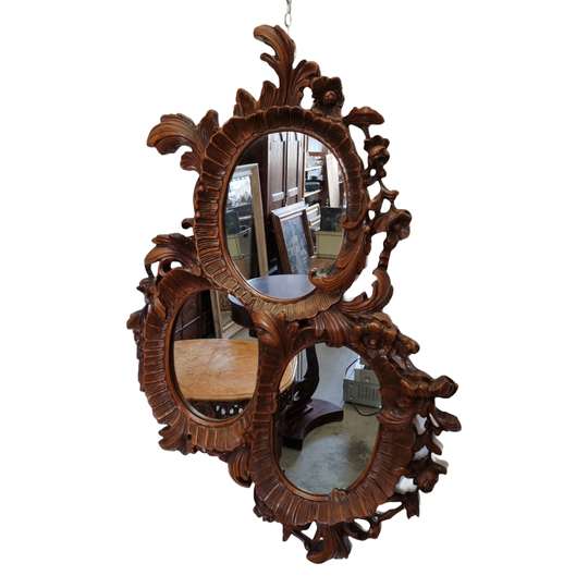 Unieke Houten Vintage Spiegel 1