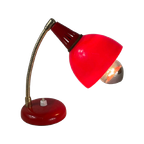 Vintage - Red Desklamp - Unknown Design - Brass Neck thumbnail 1