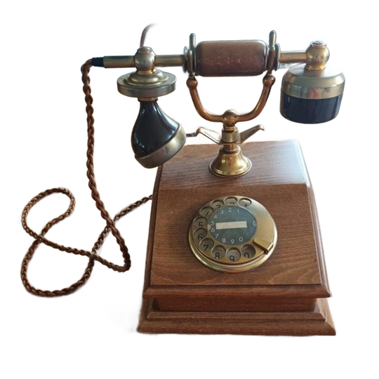Vintage Houten Draaischijf Telefoon Ptt 1