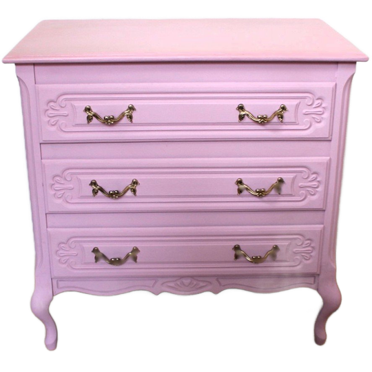 Roze Houten Ladekast- Queen Ann Met 3 Lades 1