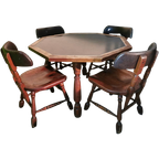 Originele Amerikaanse Western Pokertafel Met Stoelen thumbnail 1