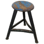 Industriële Stalen Houten Kruk Blauw thumbnail 1