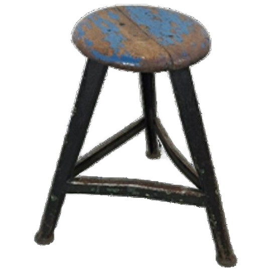Industriële Stalen Houten Kruk Blauw 1