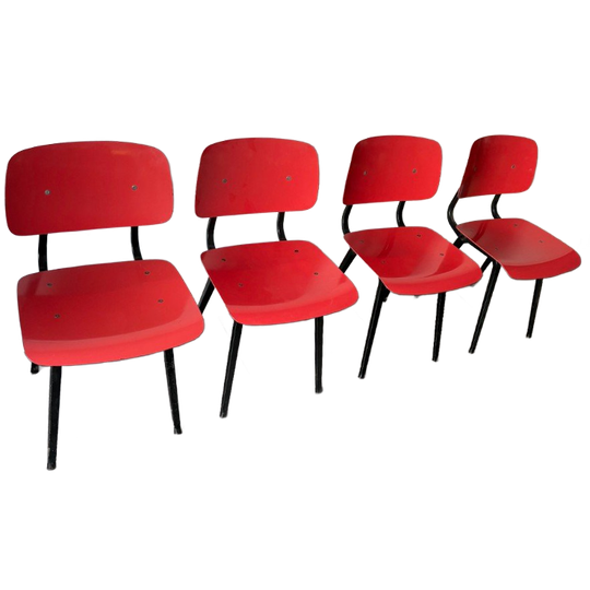 4 Rode Revolt Stoelen Friso Kramer Voor Ahrend De Cirkel Jaren'60 1