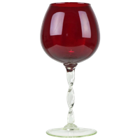 Groot Vintage Rood Glas Brandy Glass Beker Mond Geblazen Italy 33Cm
