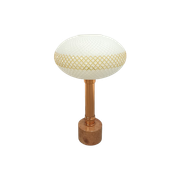 Vintage Tafellamp Marmeren Voet Met Koper En Melkglazen Kap
