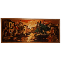 * Jaren 60 Wollen Vintage Schilderij Kunst Werkje Vintage
