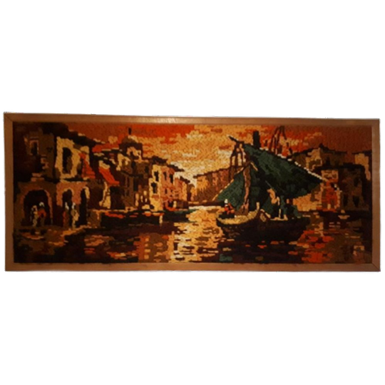 * Jaren 60 Wollen Vintage Schilderij Kunst Werkje Vintage 1