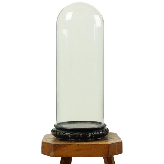 Grote Antieke Stolp Globe Mondgeblazen Aziatische Houten Basis 1