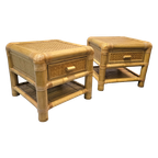 2 X Bamboo Night Stands / Side Tables / 1980S thumbnail 1