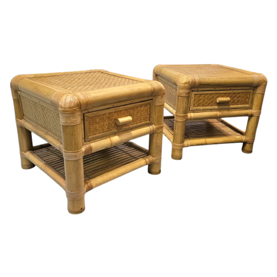 2 X Bamboo Night Stands / Side Tables / 1980s 1